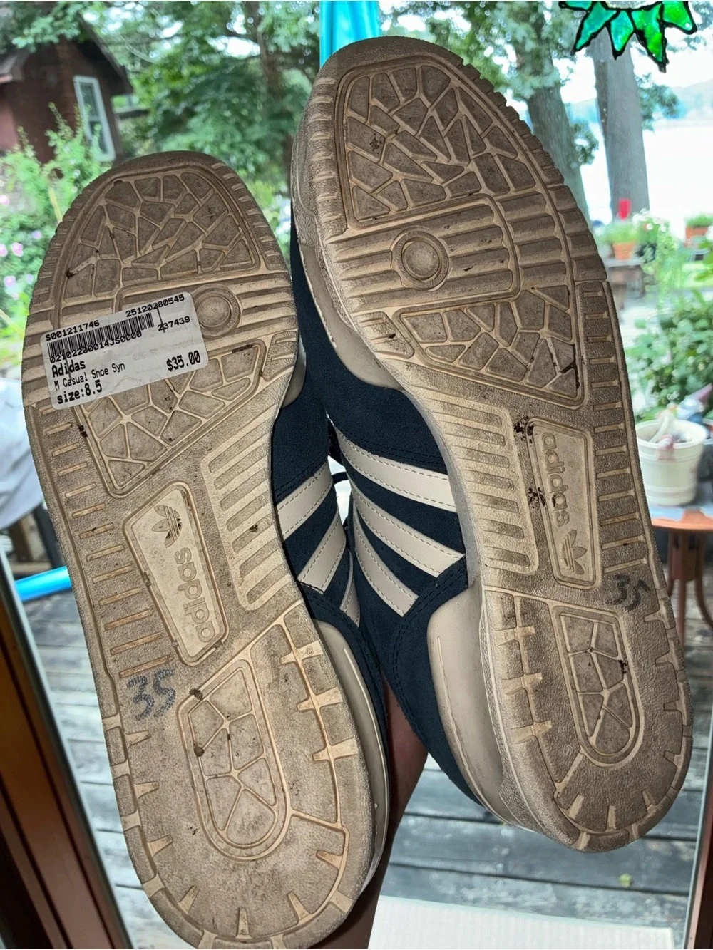 adidas Navy and Cream Suede Low-Top Sneakers